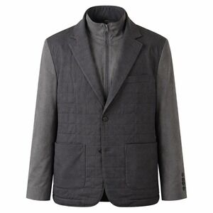 Murano Slim Fit Blazer Jacket Removable Zip Vest S‎ Gray Quilted Hybrid Coat